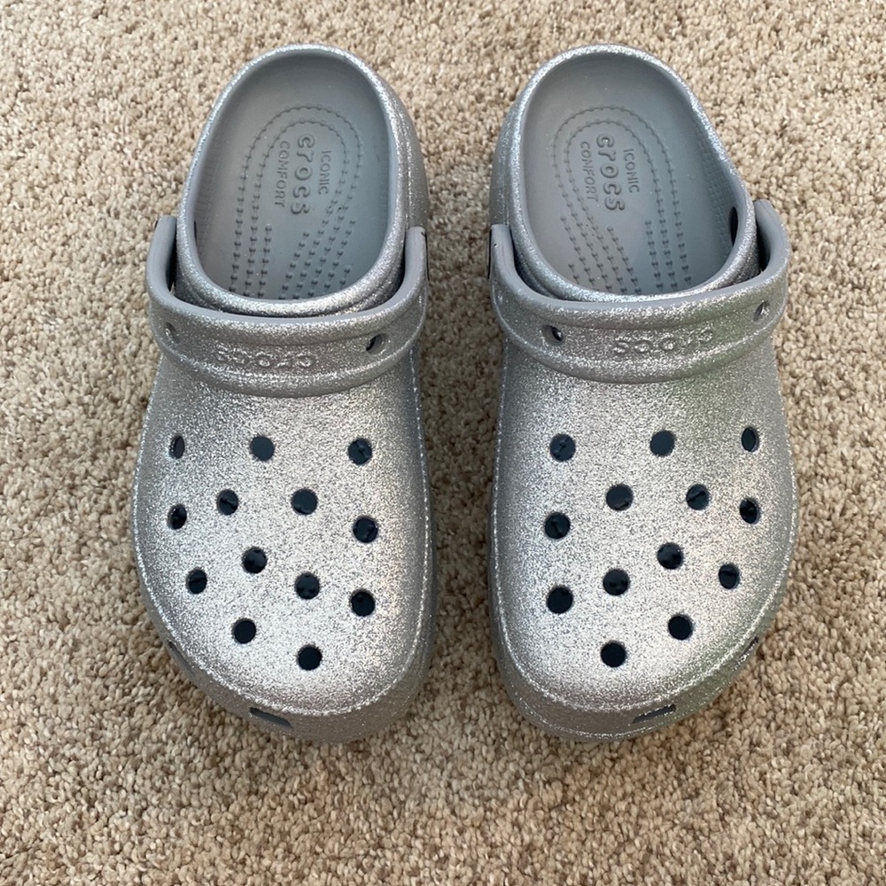 Glitter platform Crocs